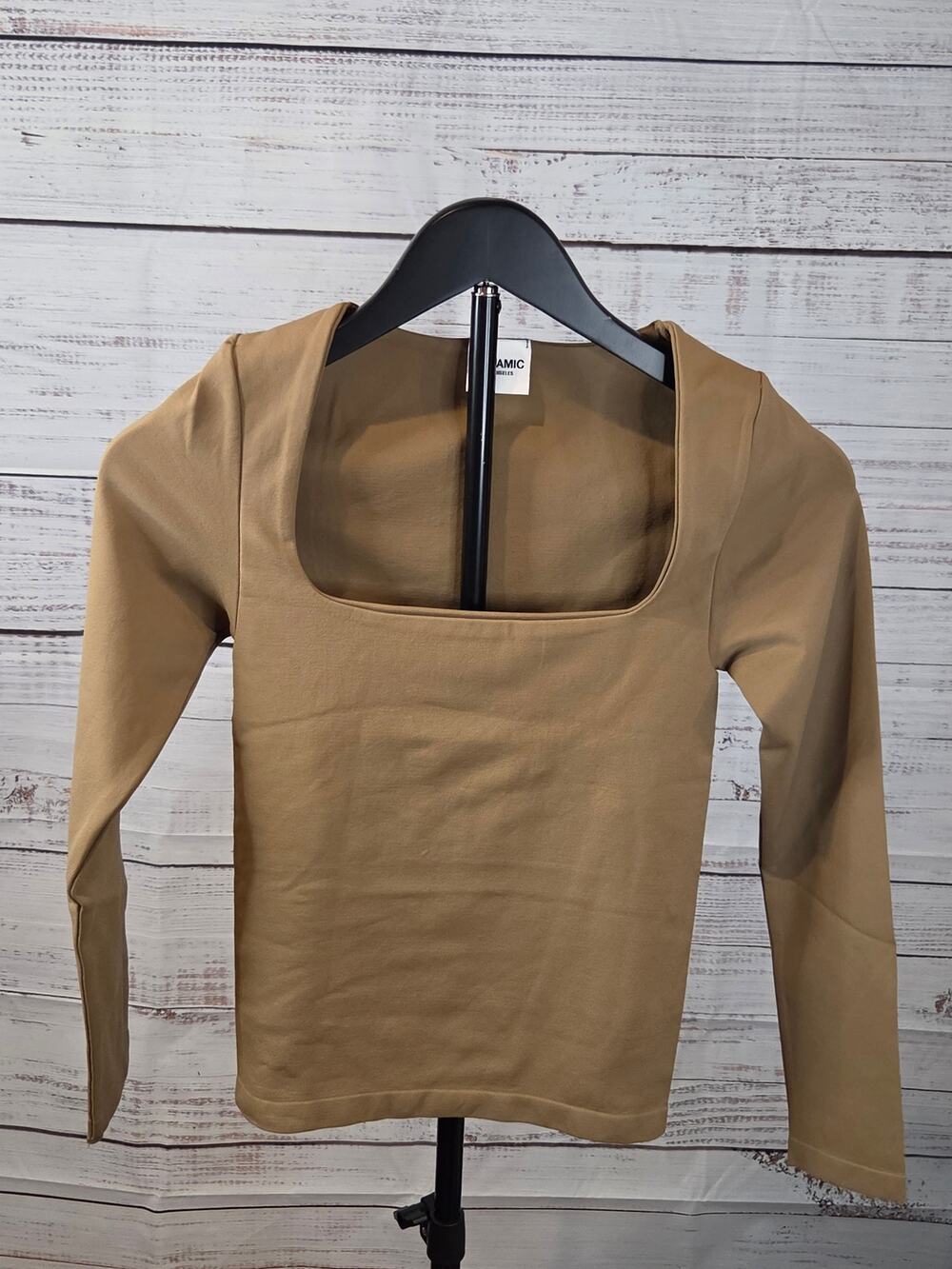 Dynamic Original Los Angeles Tan Square Neck Long Sleeve Top - XL